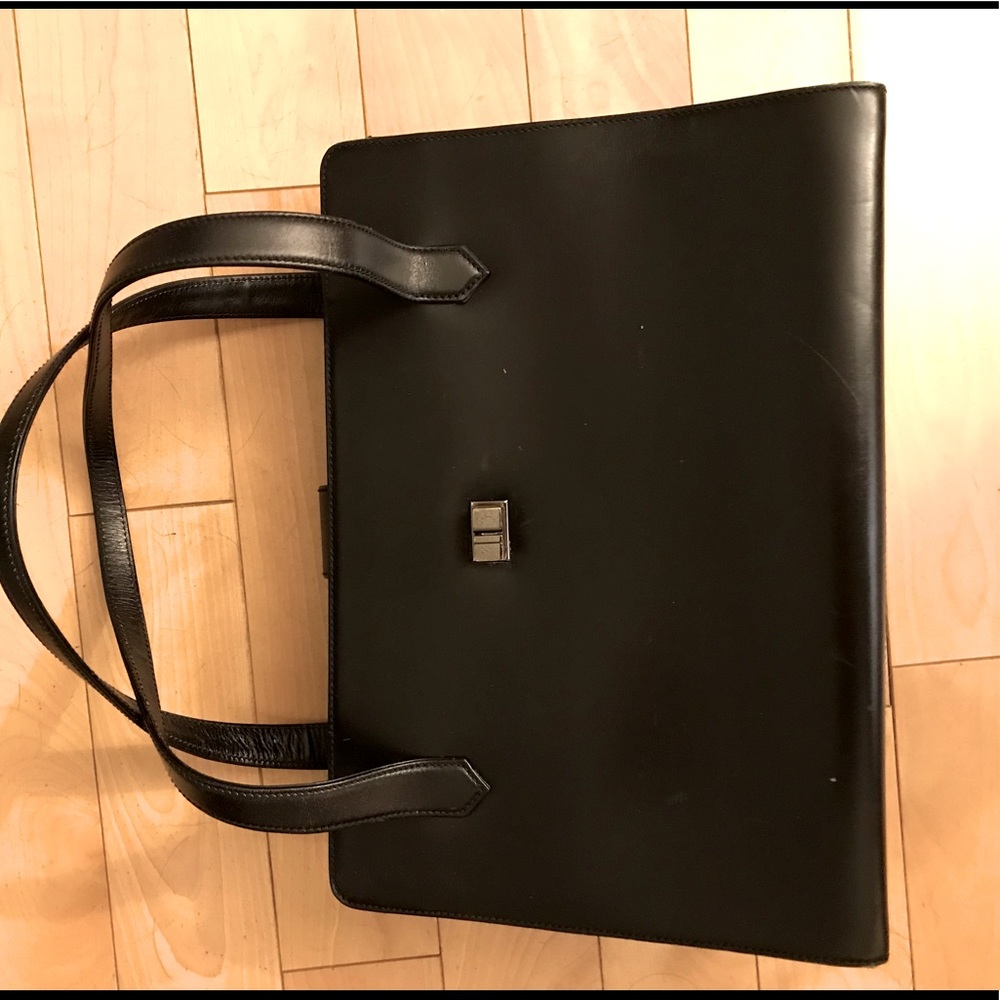 Ralph Lauren Vintage Black Leather Structured Satchel